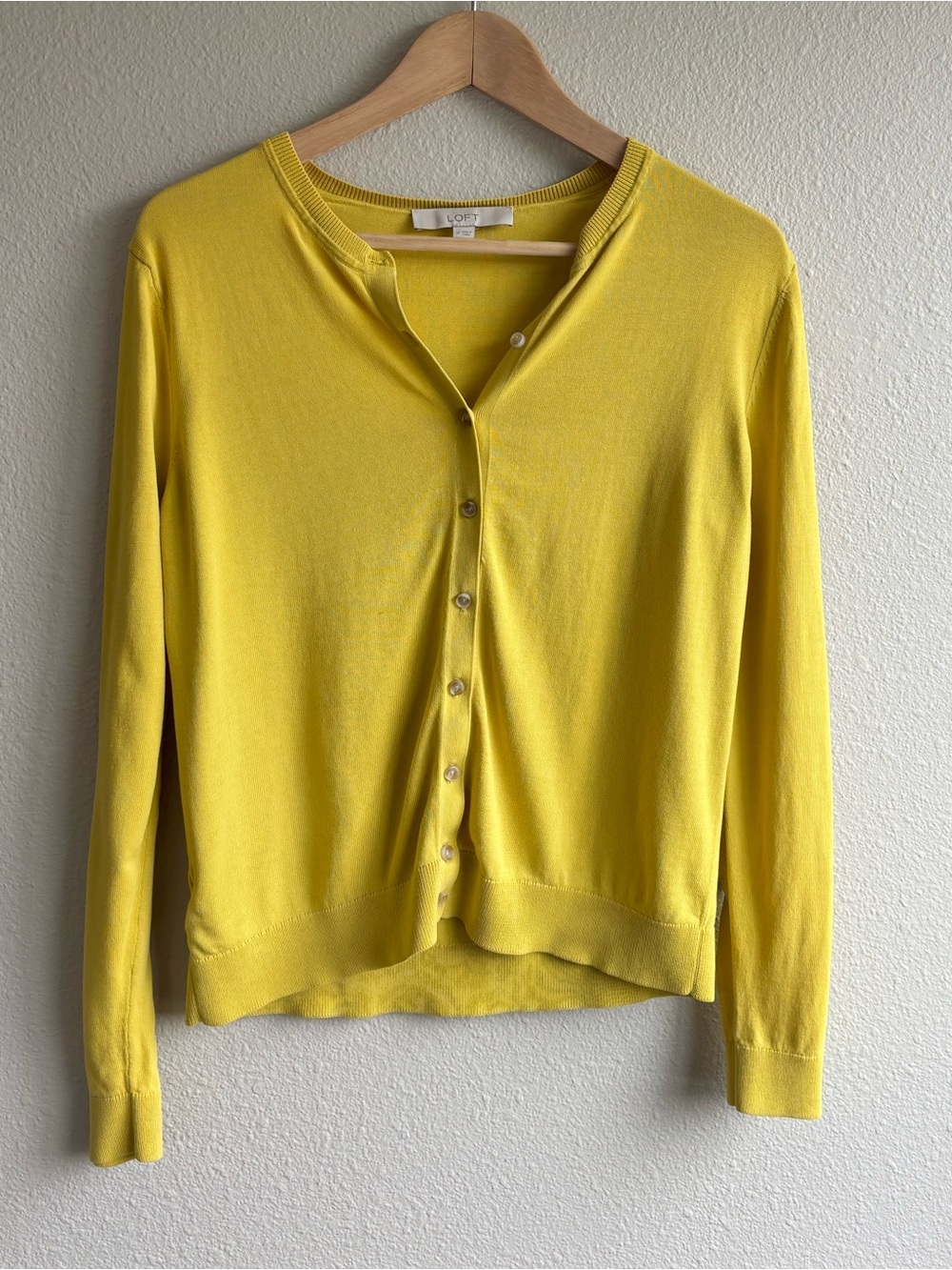 LOFT Yellow Lightweight Button-Front Women’s Sweater